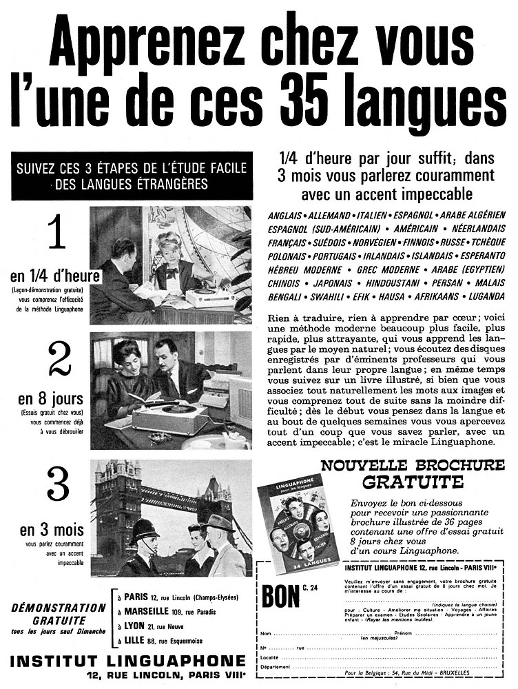 Advert Linguaphone 1962
