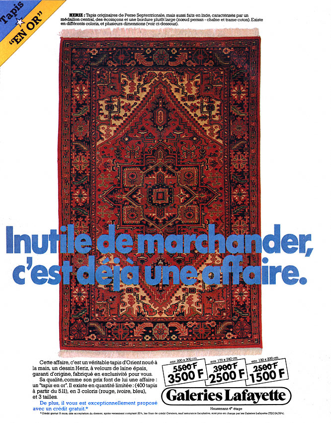 Advert Galeries Lafayette 1980