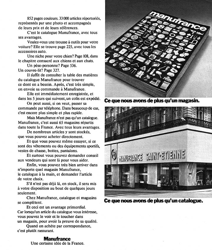 Advert Manufrance 1973