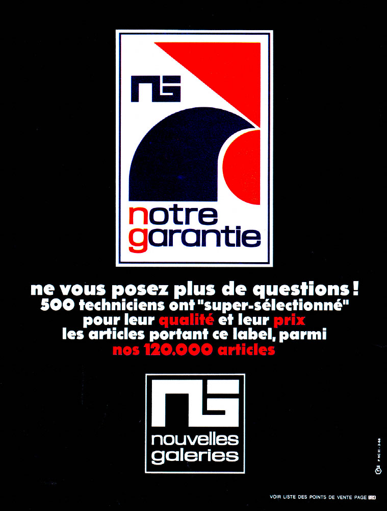 Advert Nouvelles Galeries 1968