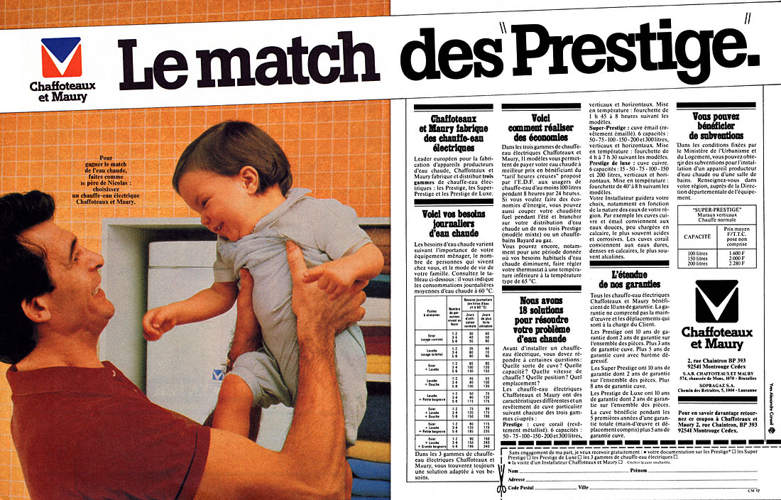 Advert Chaffoteaux & Maury 1982
