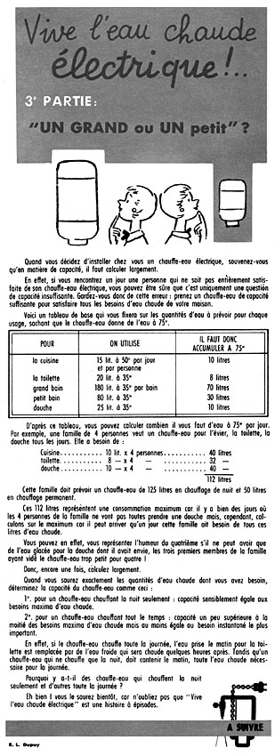 Advert Divers Chauffage 1956