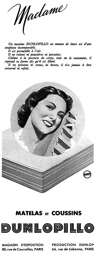 Advert Dunlopillo 1953