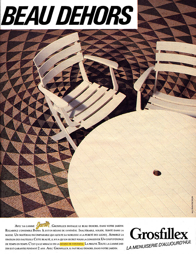 Advert Grosfillex 1984