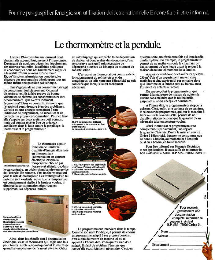 Advert Divers Chauffage 1974