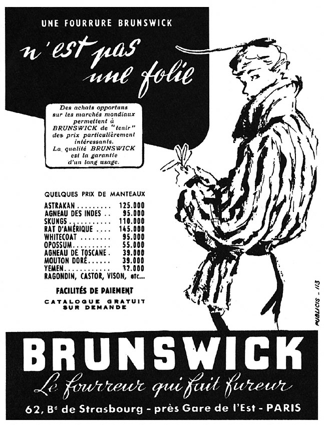 Advert Brunswick 1950