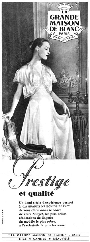 Advert Maison de Blanc 1952