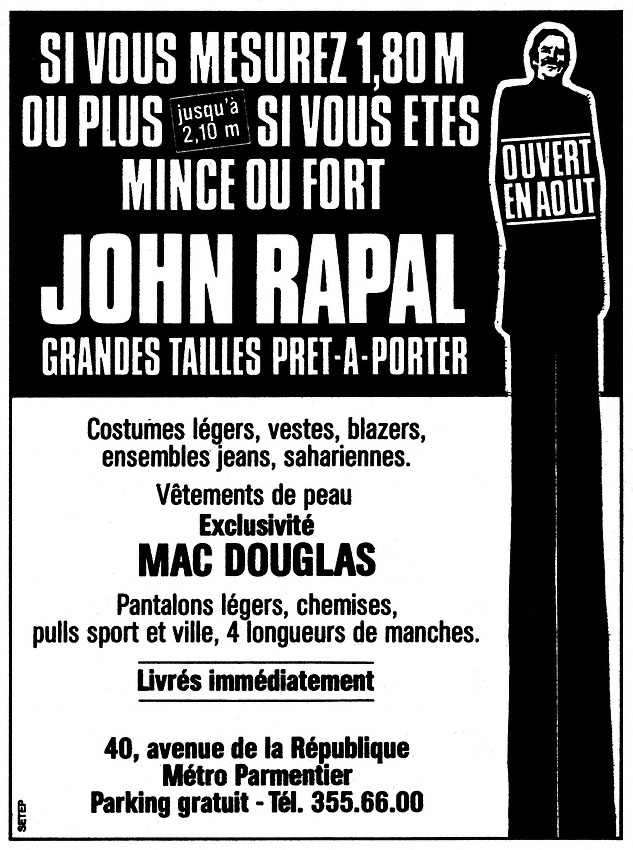 Advert John Rapal 1977