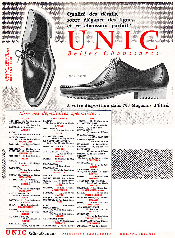 Advert Unic 1961