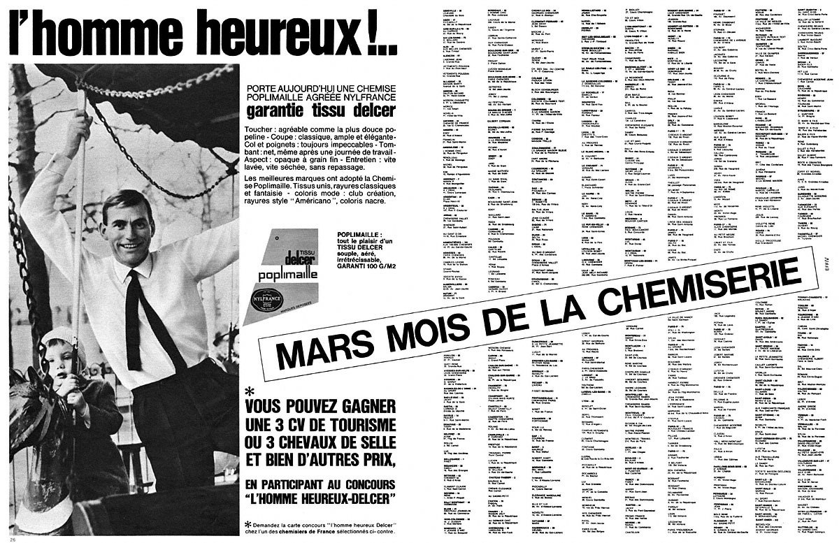 Advert ZDivers Chemises 1966