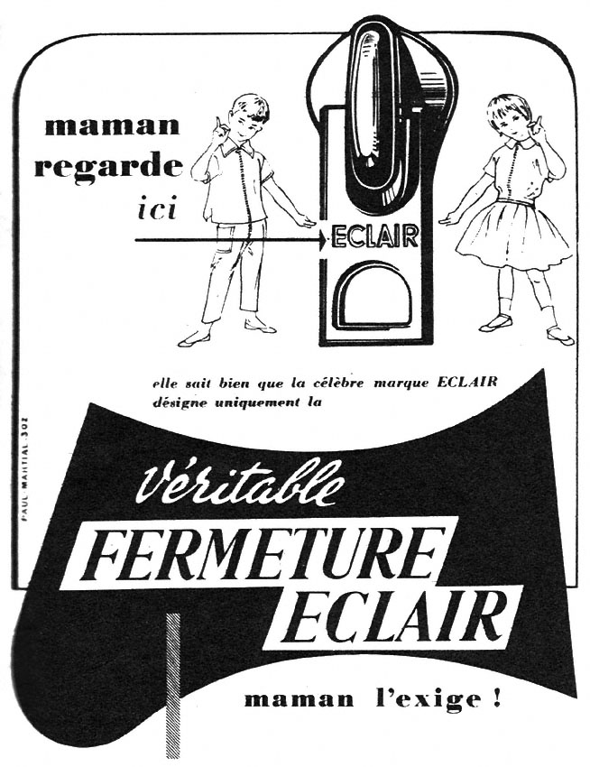 Advert Fermeture Eclair 1957