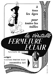 Advert Fermeture Eclair 1957