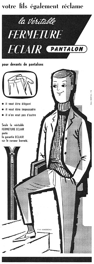 Advert Fermeture Eclair 1960