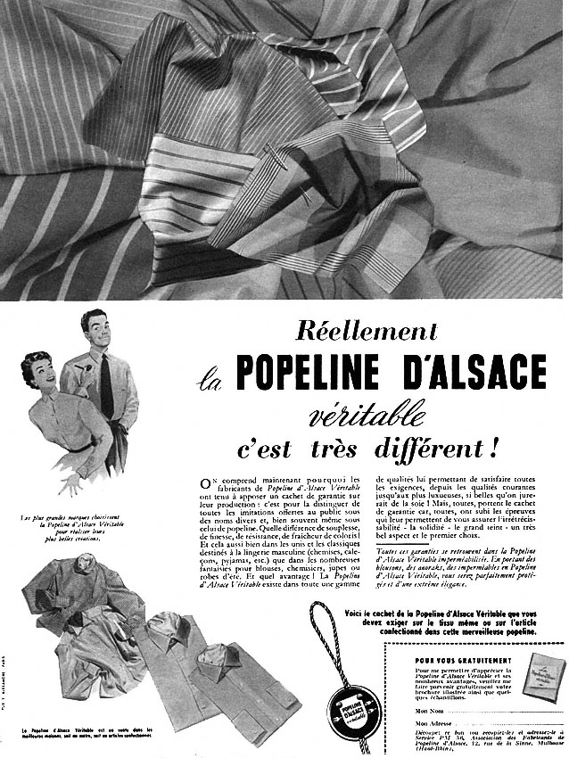 Advert Popeline d'Alsace 1954