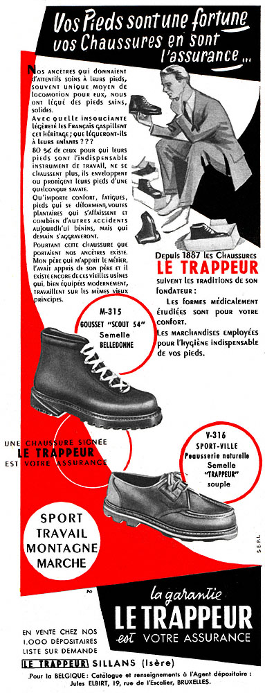 Advert Le Trappeur 1954