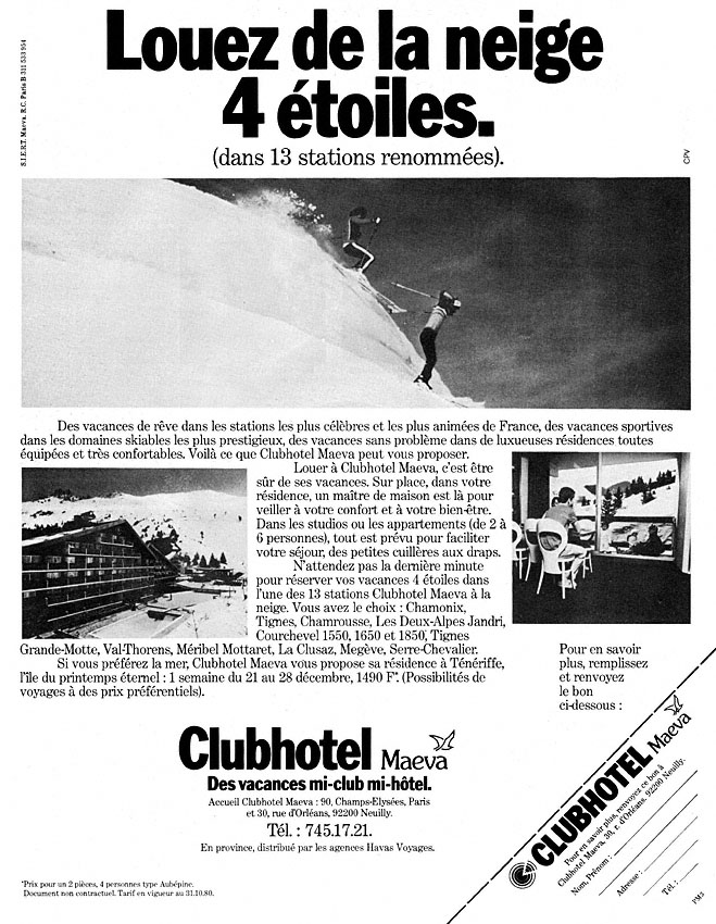 Advert ClubHotel 1980