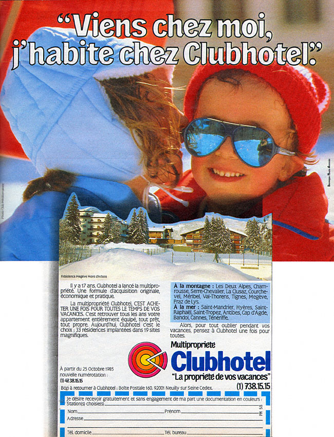 Advert ClubHotel 1985