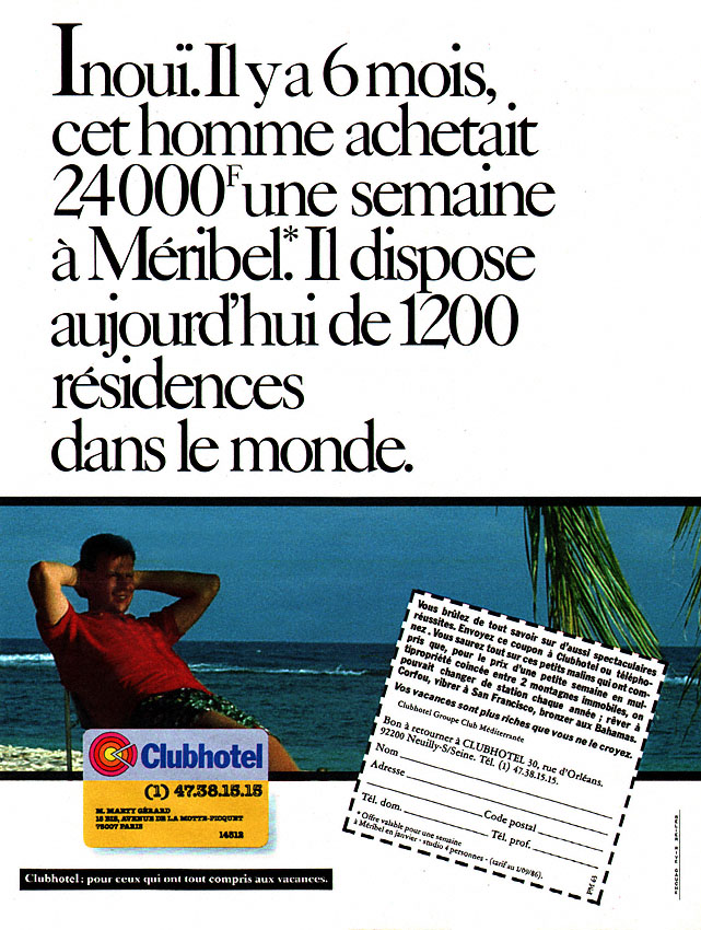 Advert ClubHotel 1986