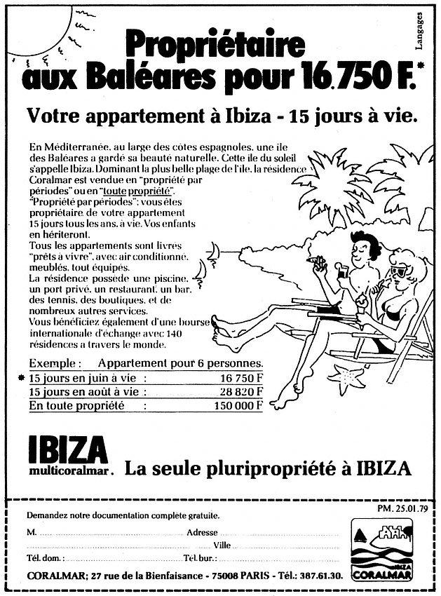 Advert Espagne 1979