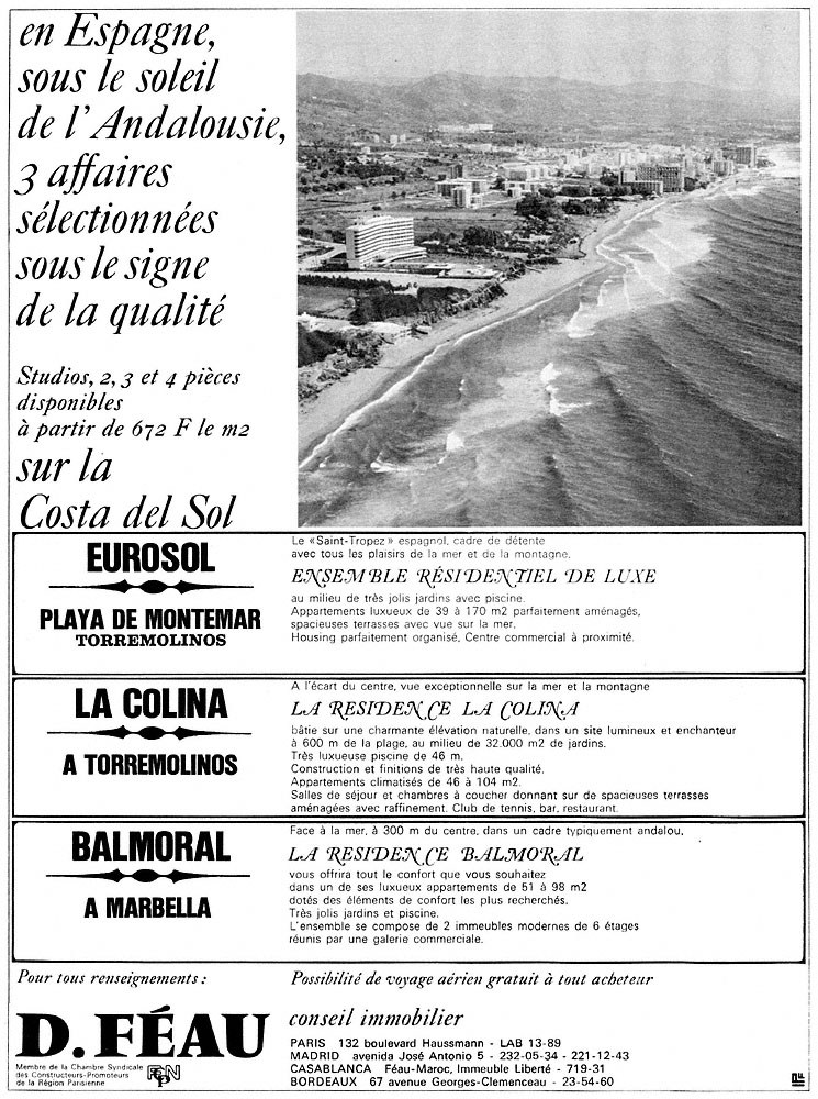Advert Espagne 1965