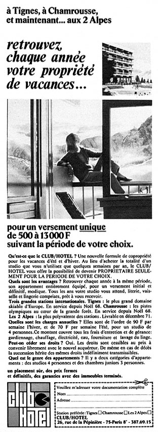 Advert Immo Montagne 1970