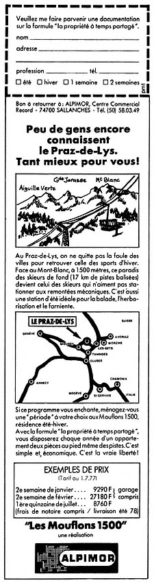 Advert Immo Montagne 1977