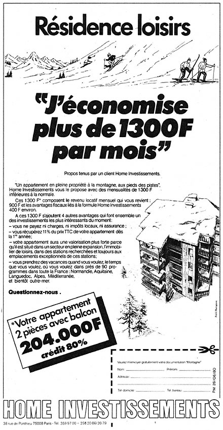 Advert Immo Montagne 1980