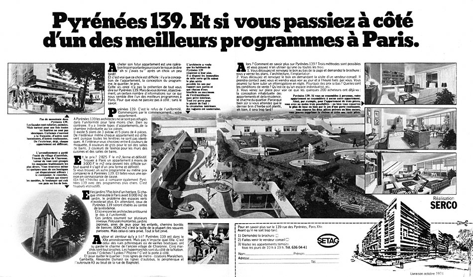 Advert Immo Paris 1973