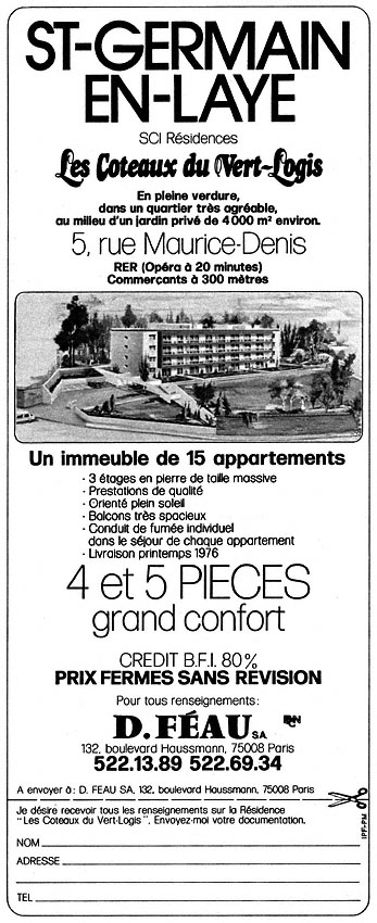 Advert Immo Paris 1975