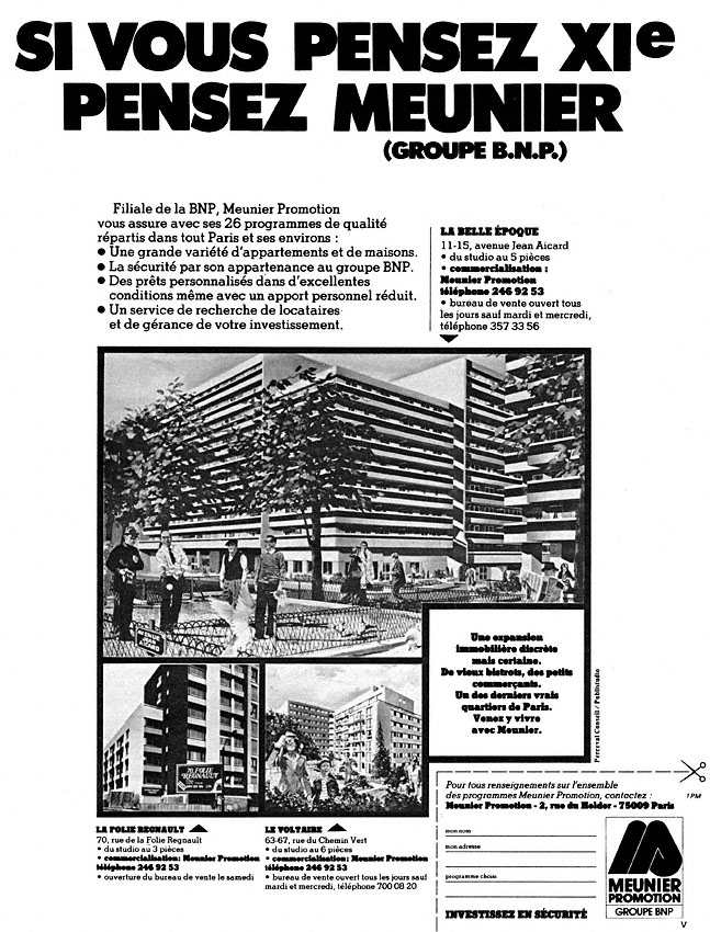 Advert Immo Paris 1977