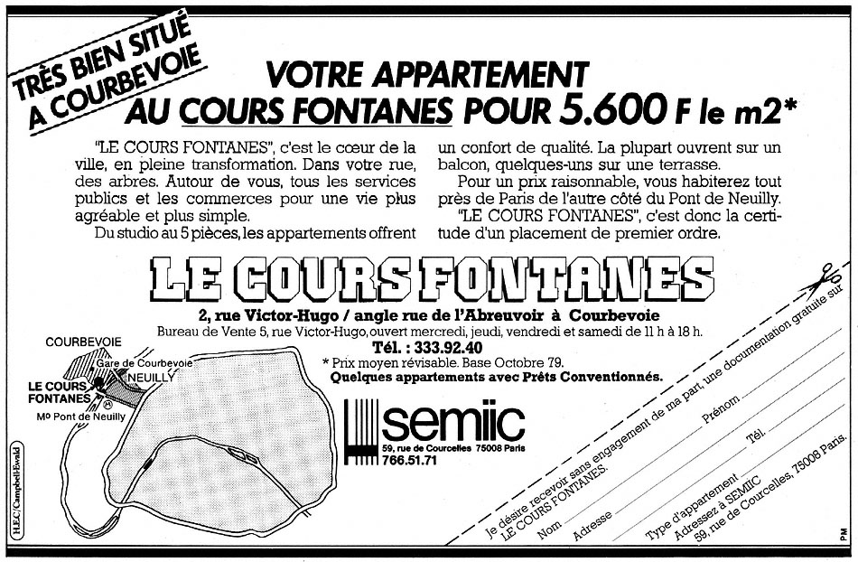 Advert Immo Paris 1979