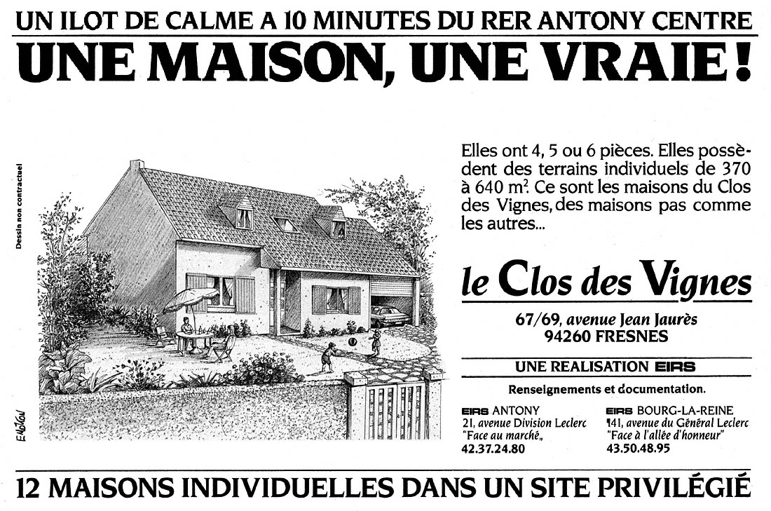 Advert Immo Paris 1988