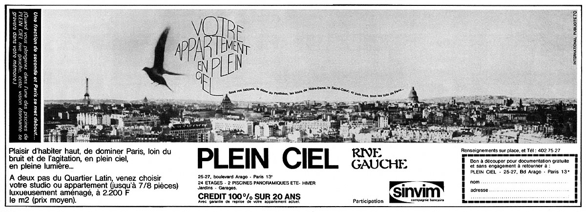 Advert Immo Paris 1968