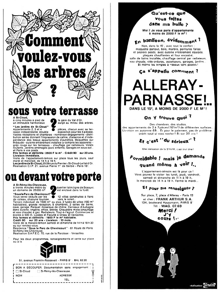 Advert Immo Paris 1968