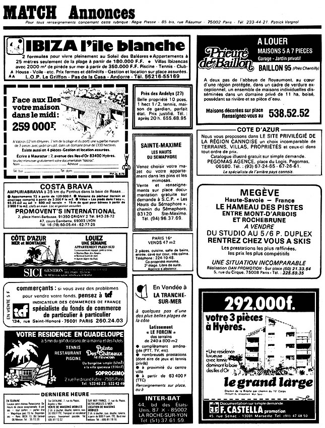 Advert Match Annonces 1979