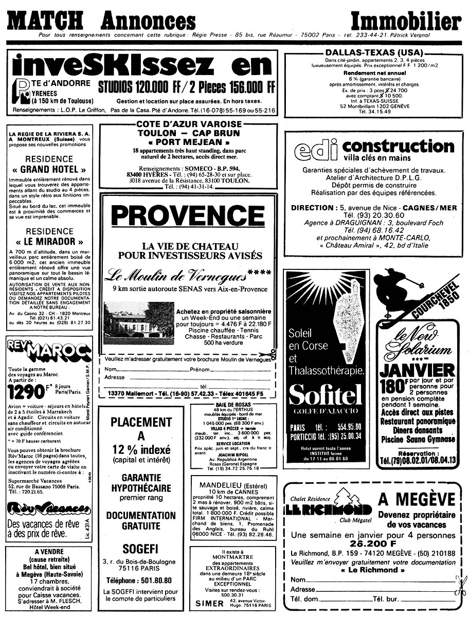 Advert Match Annonces 1979