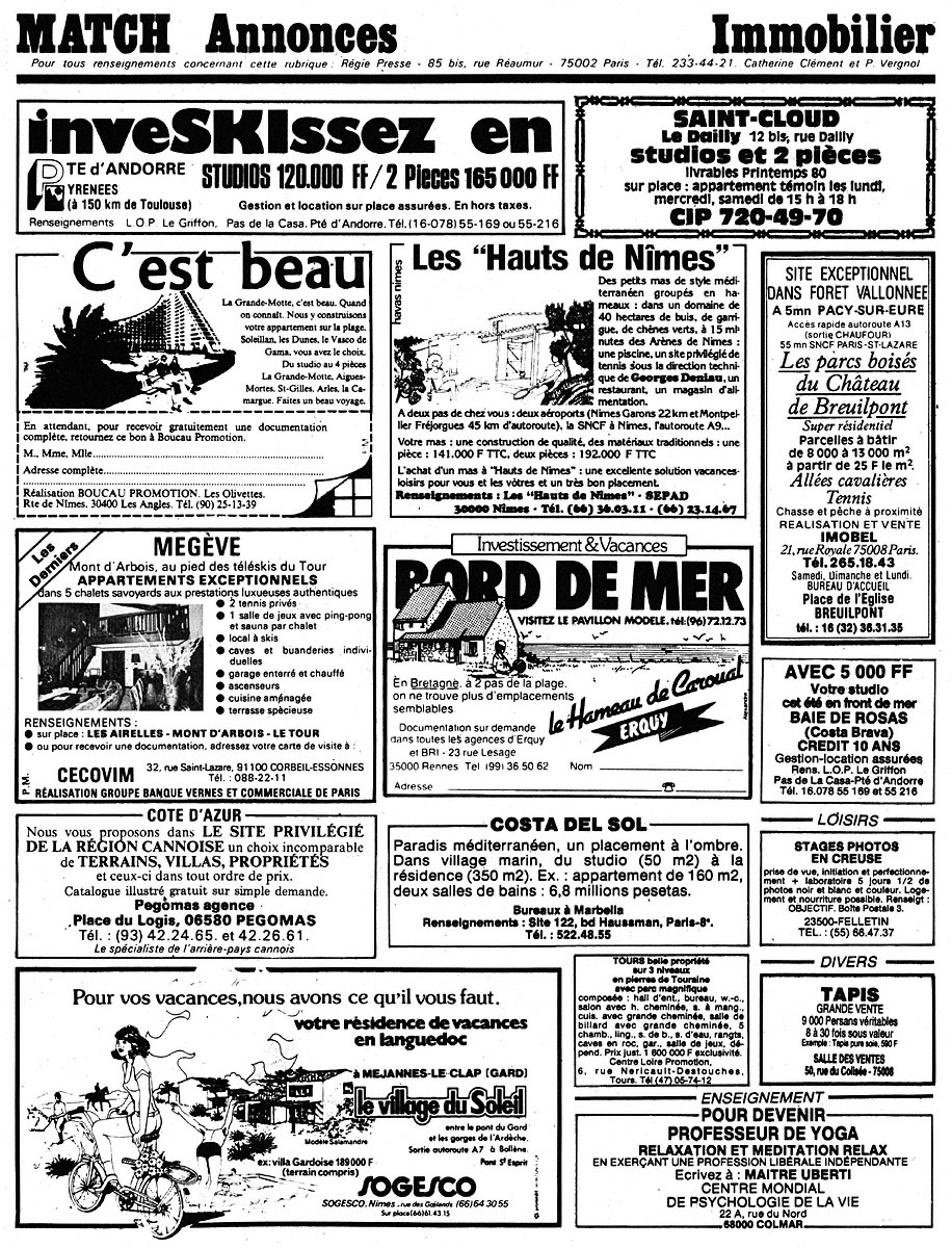 Advert Match Annonces 1980