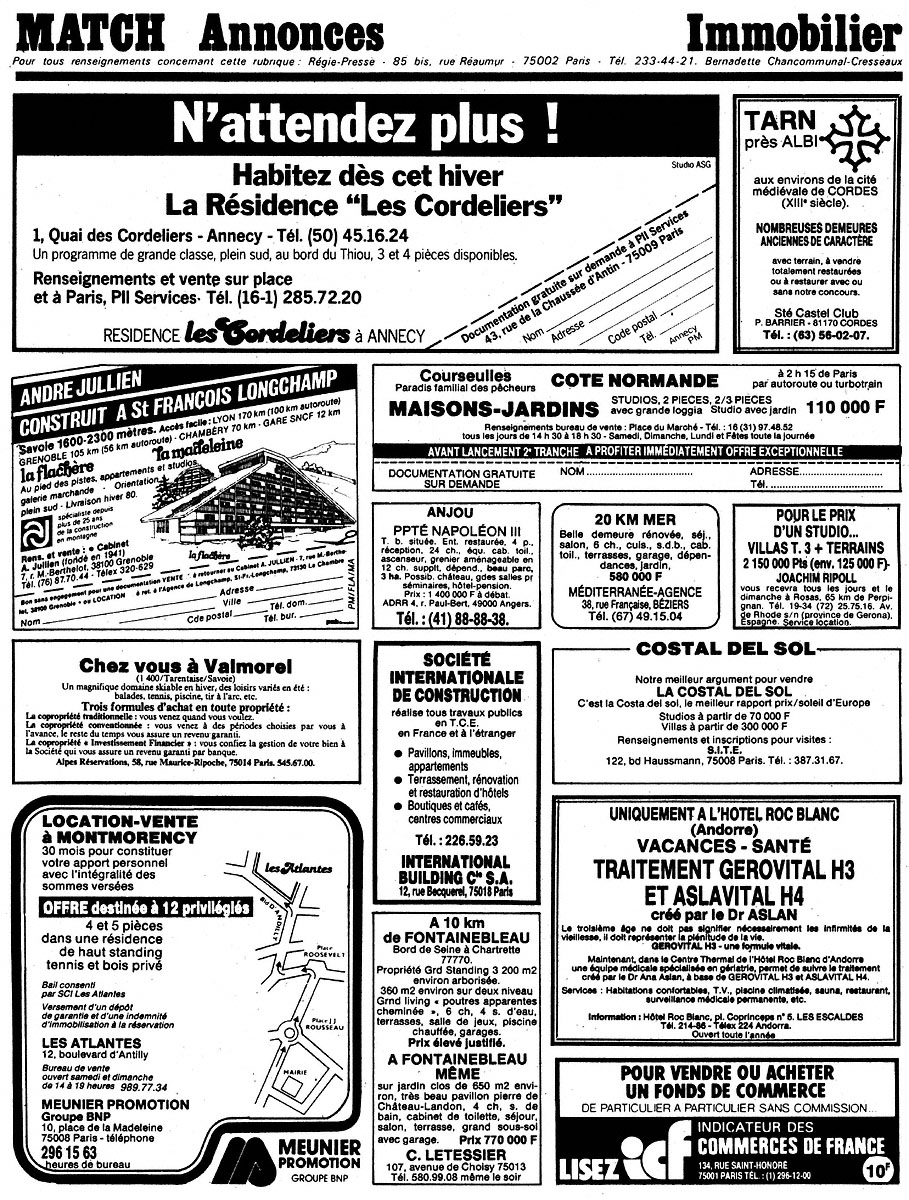 Advert Match Annonces 1980