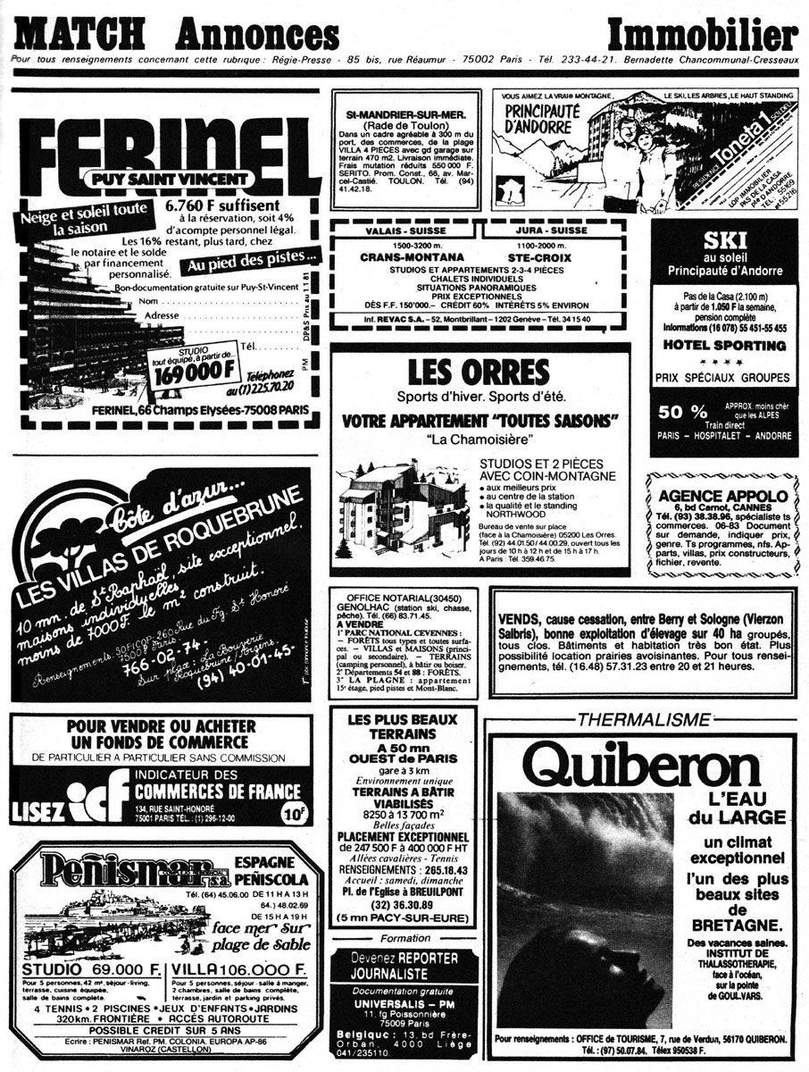 Advert Match Annonces 1981