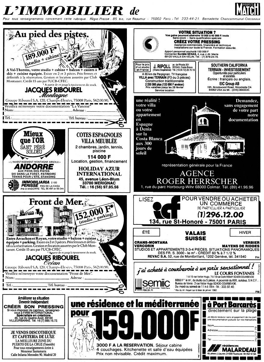 Advert Match Annonces 1982