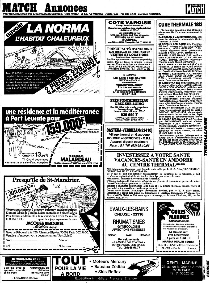 Advert Match Annonces 1983
