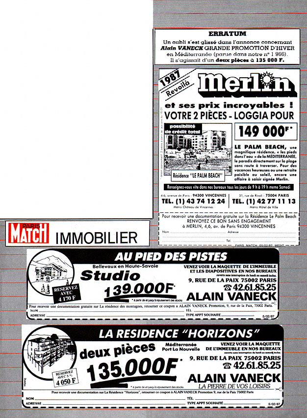 Advert Match Annonces 1987