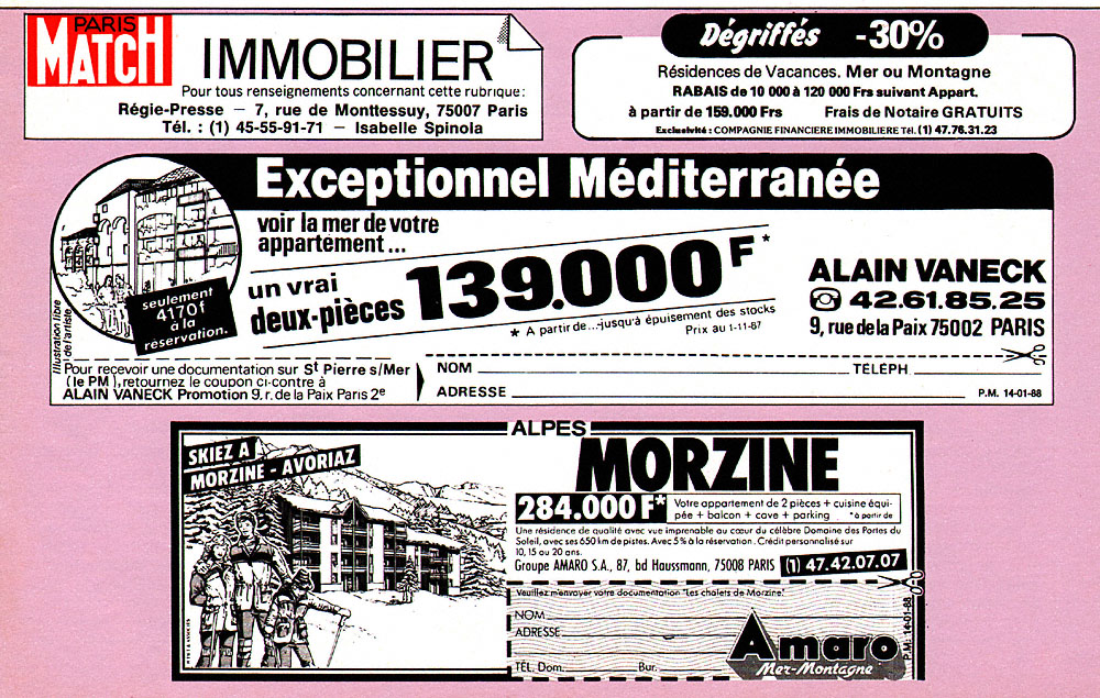 Advert Match Annonces 1988