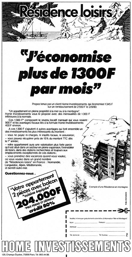 Advert Programmes Immobiliers 1980