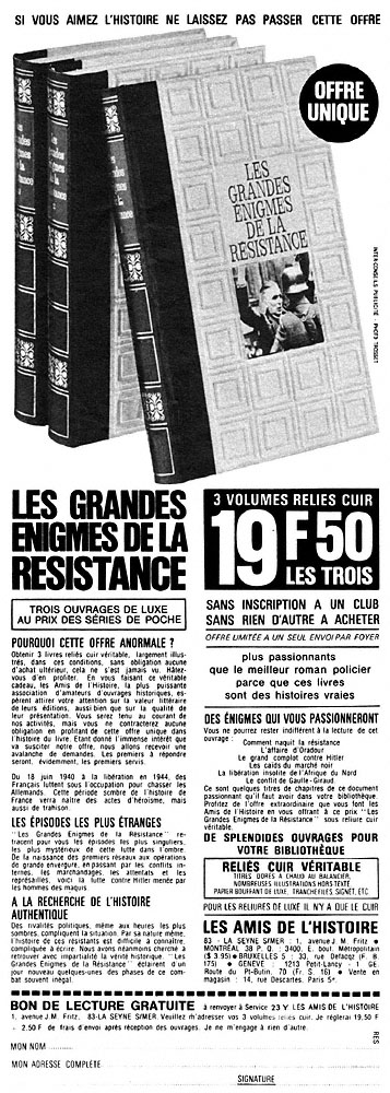 Advert Amis Histoire 1968