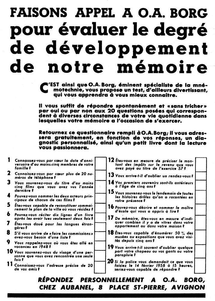 Advert Aubanel 1961