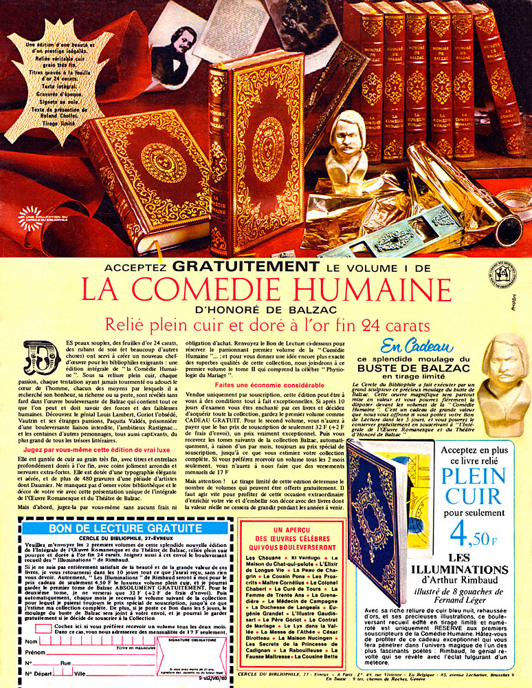 Advert Cercle du Bibliophile 1969