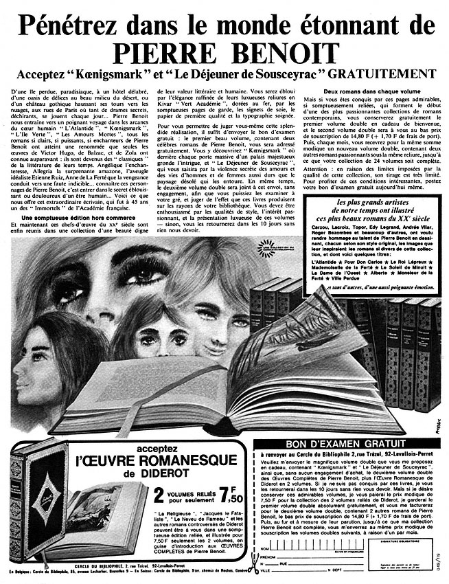 Advert Cercle du Bibliophile 1967