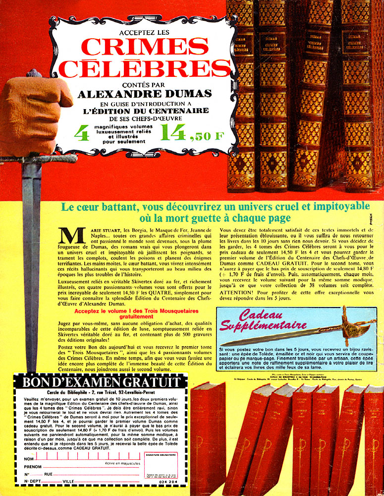 Advert Cercle du Bibliophile 1968