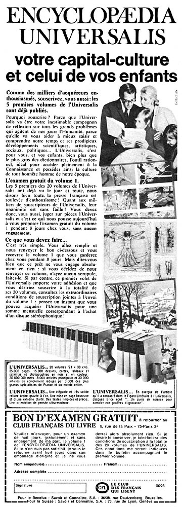 Advert Club Fran�ais du Livre 1970